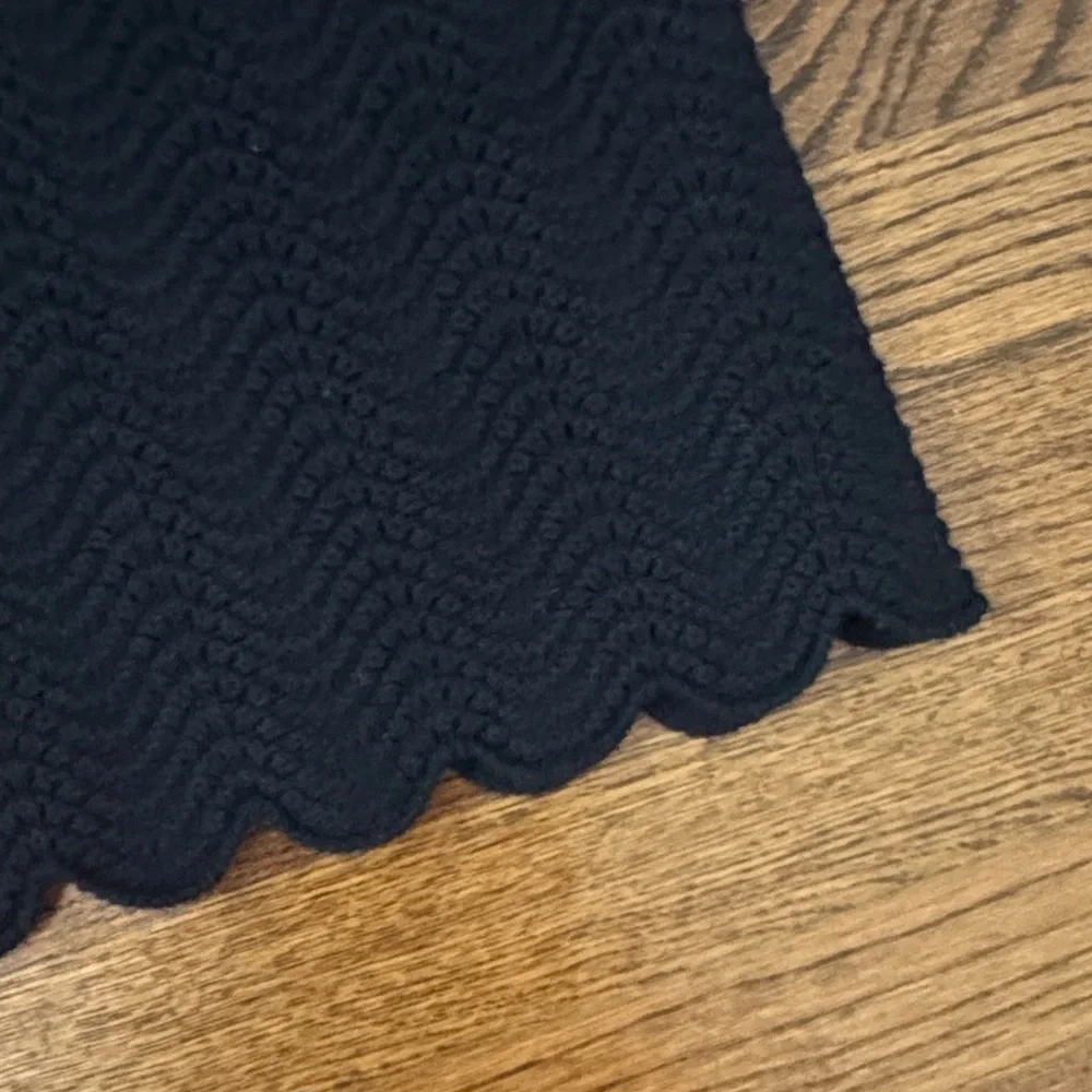 HUNTER BELL Black Scalloped Knit Polo Top - Picture 4 of 5